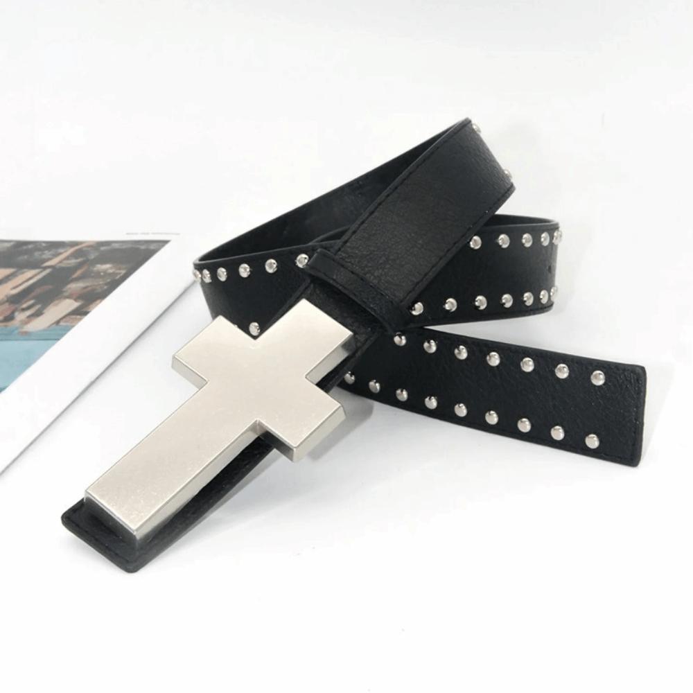 Y2K Punk Cross Belt Hip Hop Streetwear Waist Belt Rivet Studded Belt  For Men Women Jeans