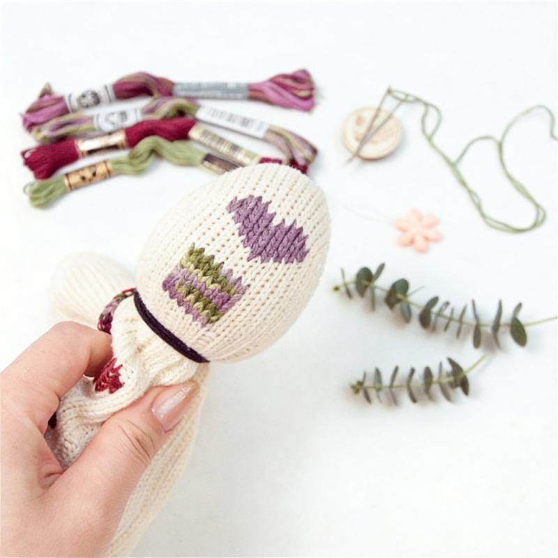 Eggs Shape Wood Mending Tool Wooden Darning Mushroom Set With Large Eye Needle and Colored Thread for Knitting Repair