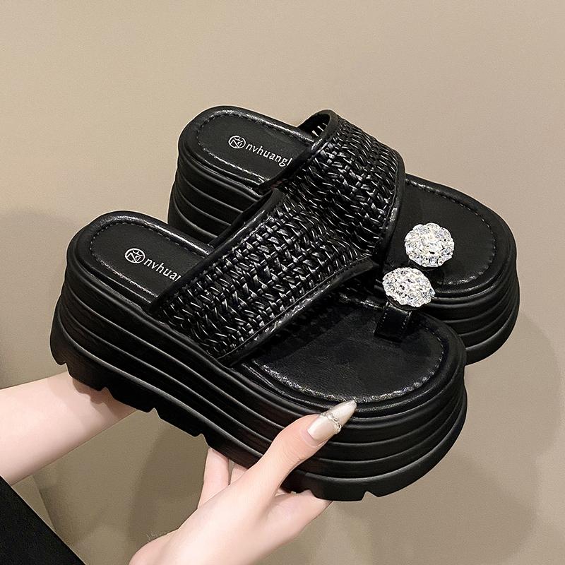 8CM Women Casual Wedge Beach Slippers New Summer Non Slip Platform Sandals Woman Open Toe Comfortable Female Clip Toe Flip Flops