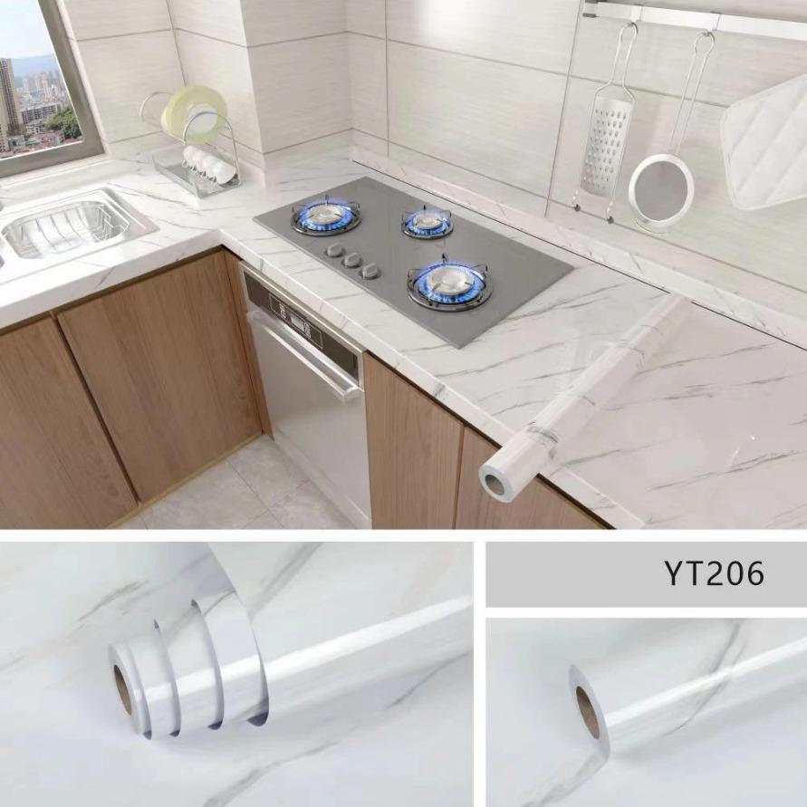 60CM X 20M Kitchen Oil-Proof Marble Sticker Waterproof Self-Adhesive Vinyl Wallpaper for Bathroom Countertop Cabinet Renovation