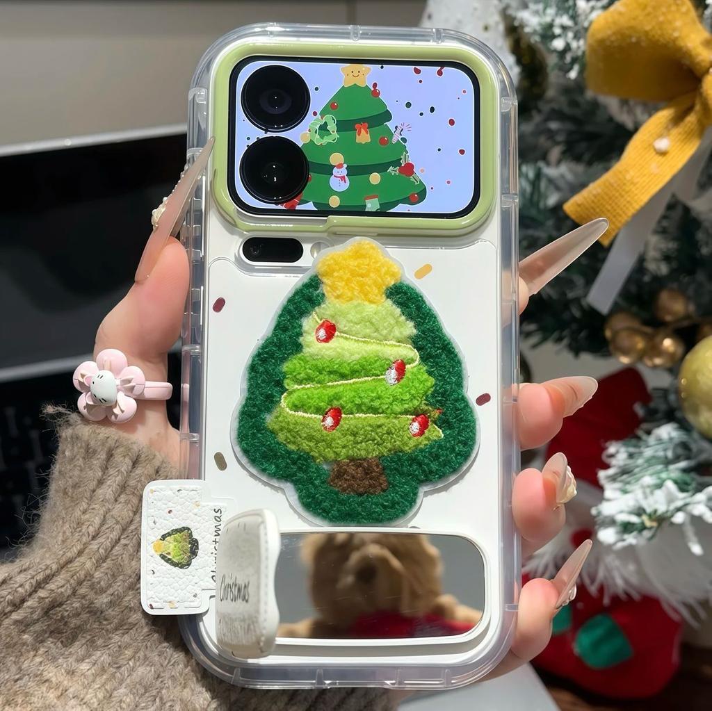 Christmas Tree Embroidery Suitable for Oppo Mobile Phone VIVOS30 Mobile Phone Case Y200 Creative RENO14 Millet Protective Case