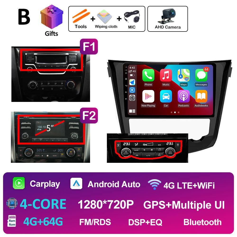 For Nissan Qashqai J11 Nissan X trail T32 2014 2015 2016 2017 Car Multimedia Audio Player Smart System GPS Navi QLED IPS Screen