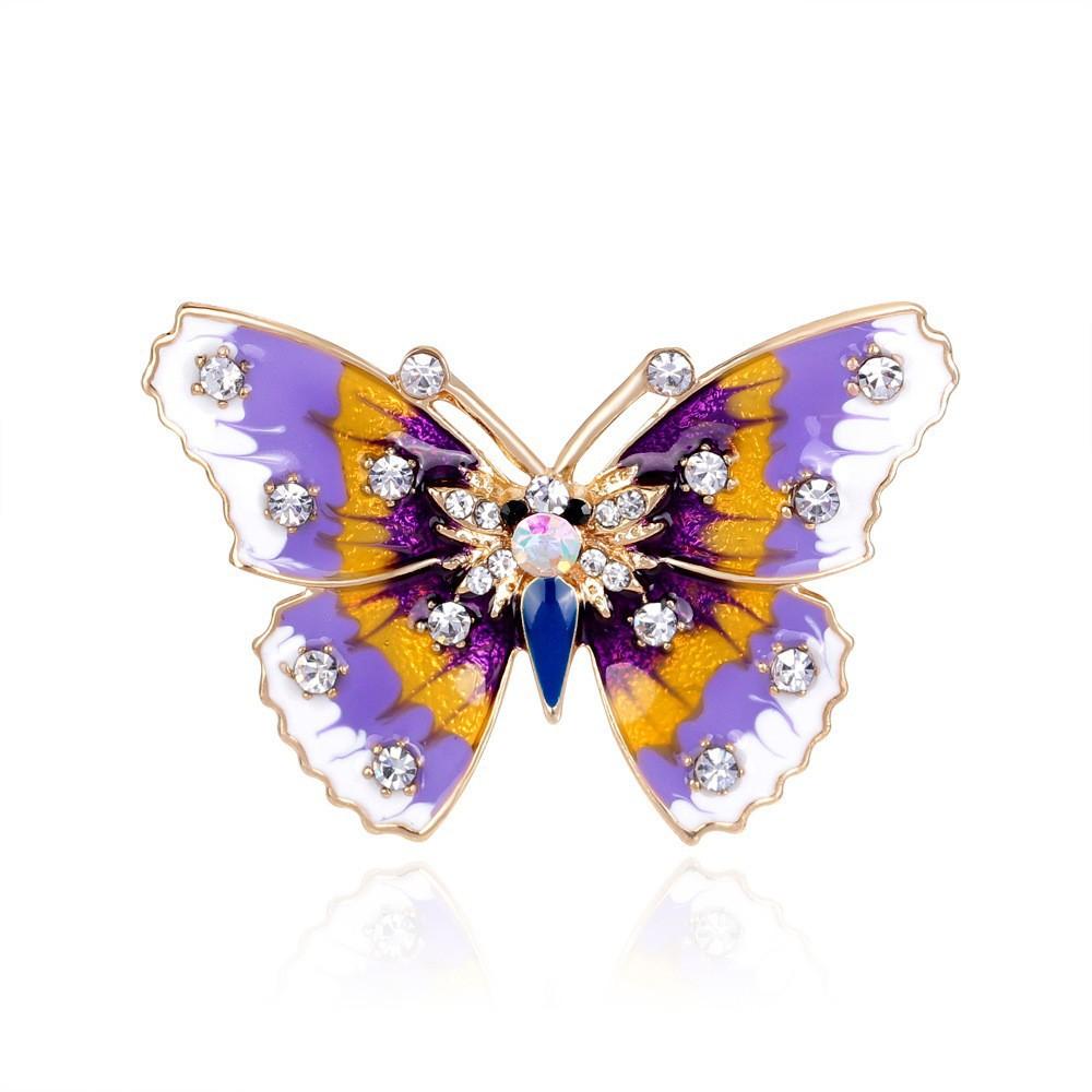 Luxury Women Enamel Butterfly Insect Brooches Pins Vintage Crystal Brooch For Lady Jewelry Clothing Badges Corsage
