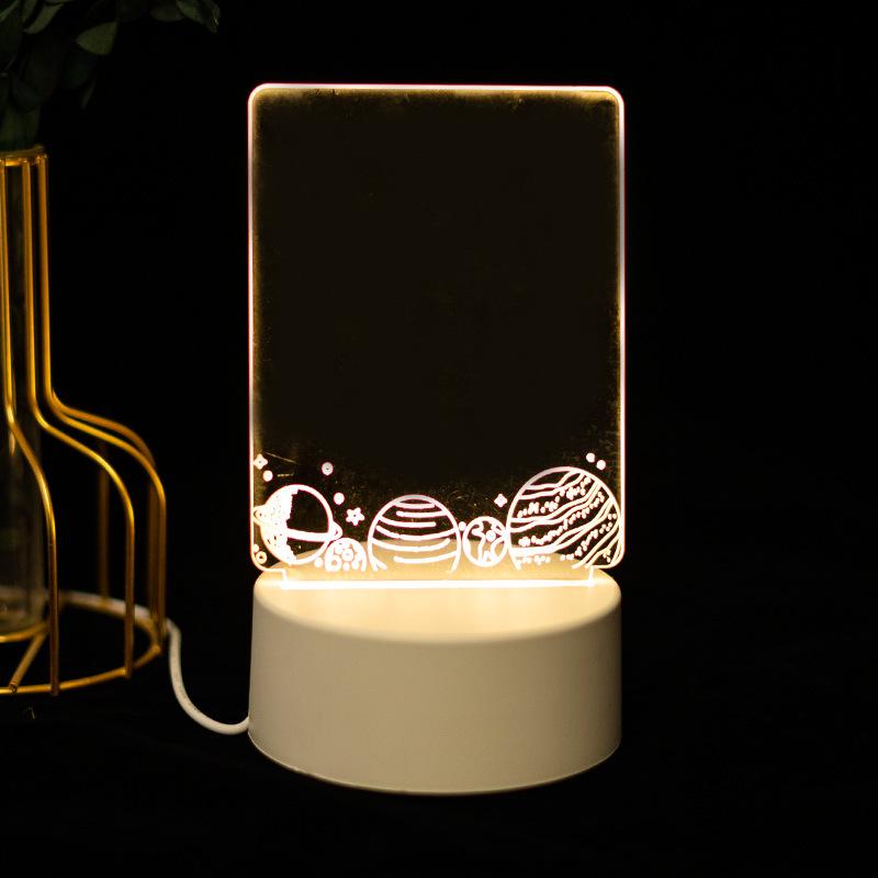 3D Acrylic LED Handwriting Tablet Night Light with Erasable Glow Message Board