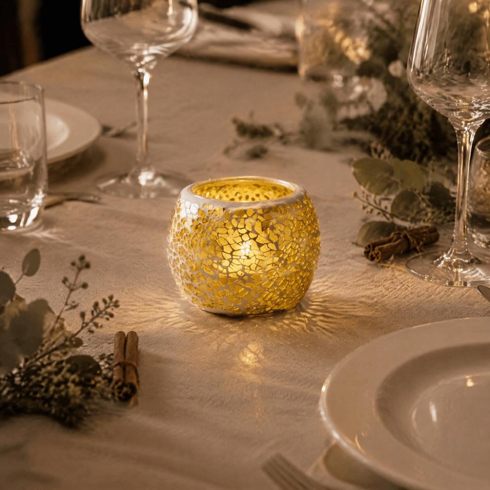 Round Bowl Shape Tea Light Holder Yellow Handmade Candle Holder  Holiday Decor