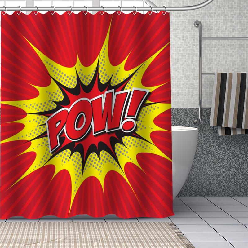 Comic-pop Art City Explosion Humor Expressions Shower Curtains Bathroom Curtain Fabric Washable Polyester for Bathtub Decor Set