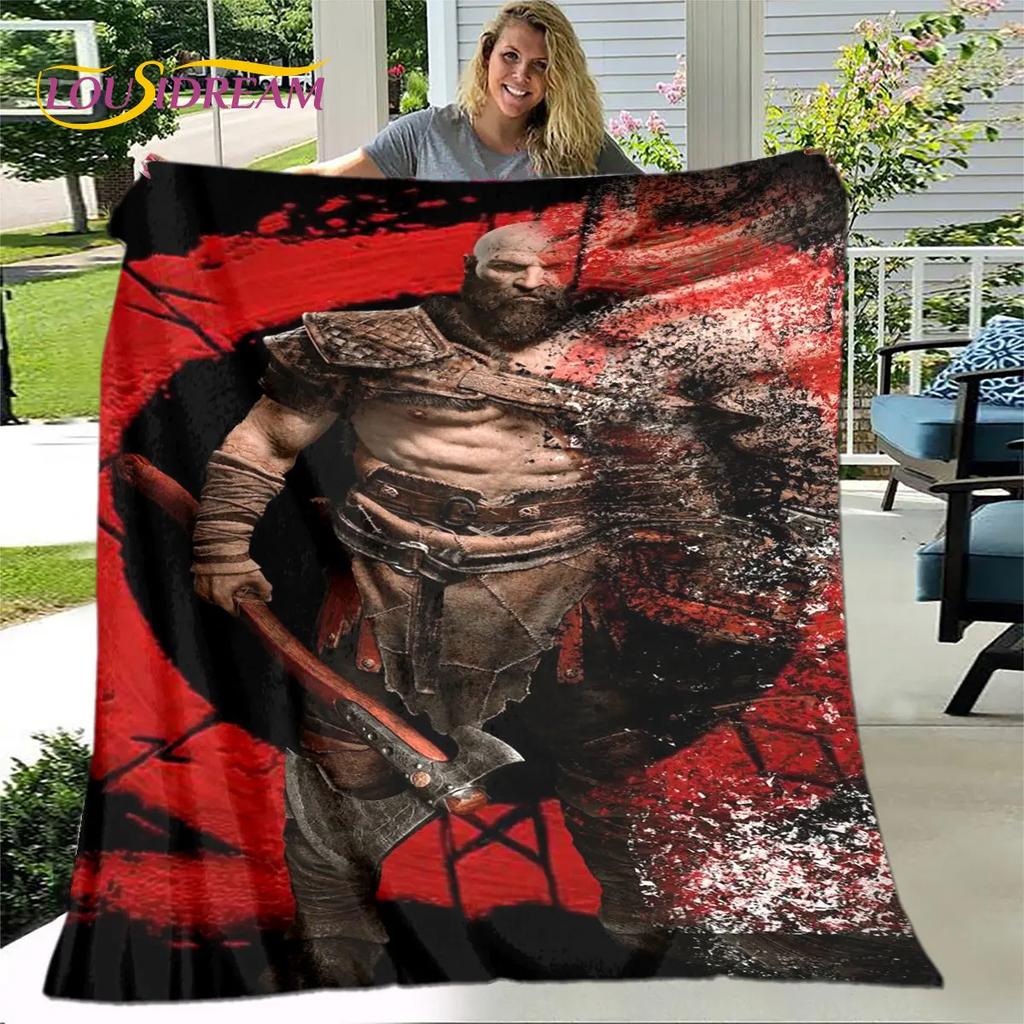 God of War Spiel Spieler Weiche Plüschdecke, Flanelldecke Überwurfdecke für Wohnzimmer Schlafzimmer Bett Sofa Picknick Abdeckung Bettdecke