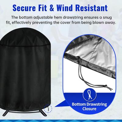 Round BBQ Grill Cover with Adjustable Drawstring Heavy Duty Waterproof Windproof UV
