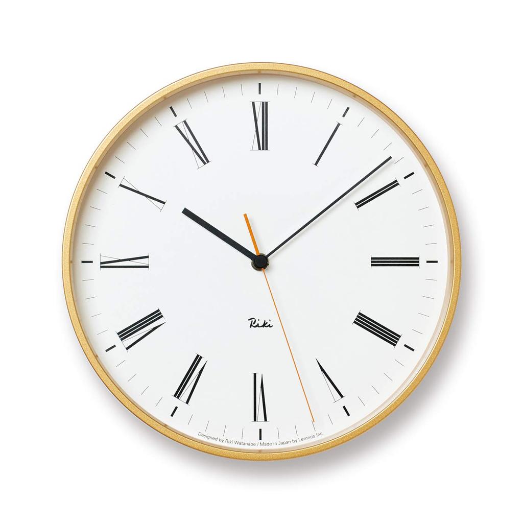 Lemnos Riki Roman Analog Wall Clock WR17-12 Lemnos Gold, Diameter 25.1cm x Depth 6cm