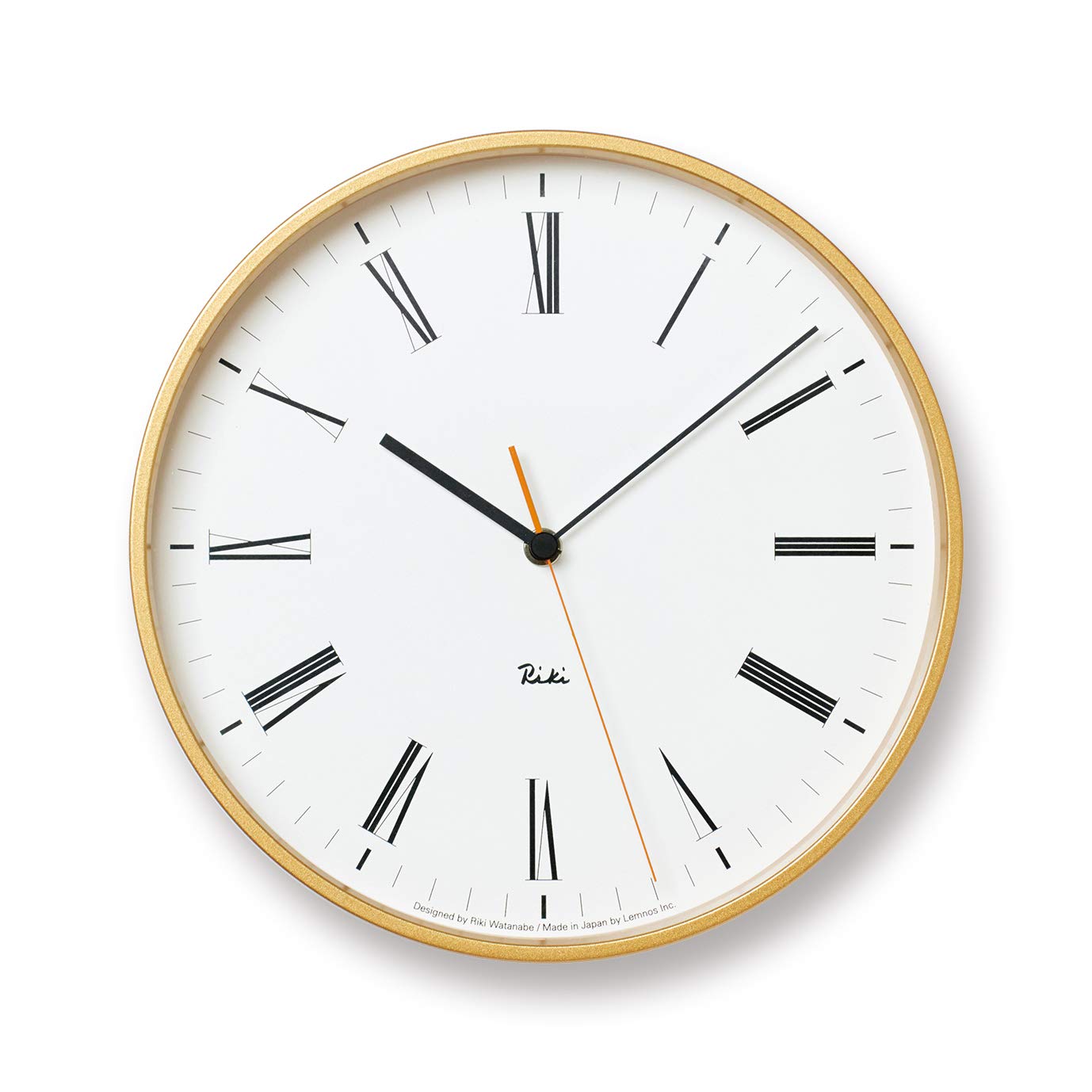 

Lemnos Riki Roman Analog Wall Clock WR17-12 Lemnos Gold, Diameter 25.1cm x Depth 6cm