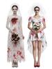 Halloween Ghost Bride Scary Bloody Zombie Wedding Dress Costume
