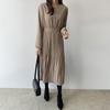 Early Autumn Elegant Lady High Waist Pleated Long Maxi Comfortable Dress Lightweight High Recognition Elegant with Flattering Chic Dress