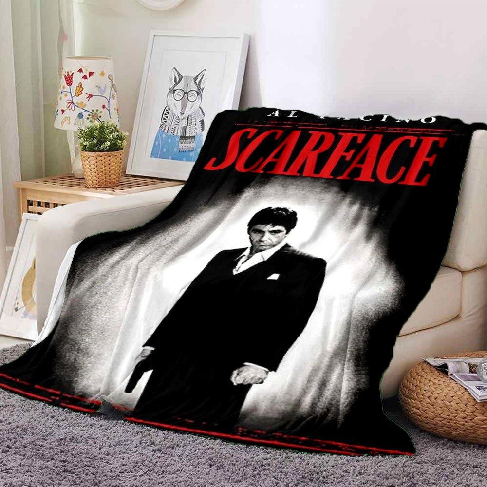 

1pc Scarface-Inspired Flannel Blanket - Soft Cozy All-Season Throw for Bedroom, Sofa, Camping, Travel - Perfect Gift for Movie FansB34 80cmx120cm(31inx47in)