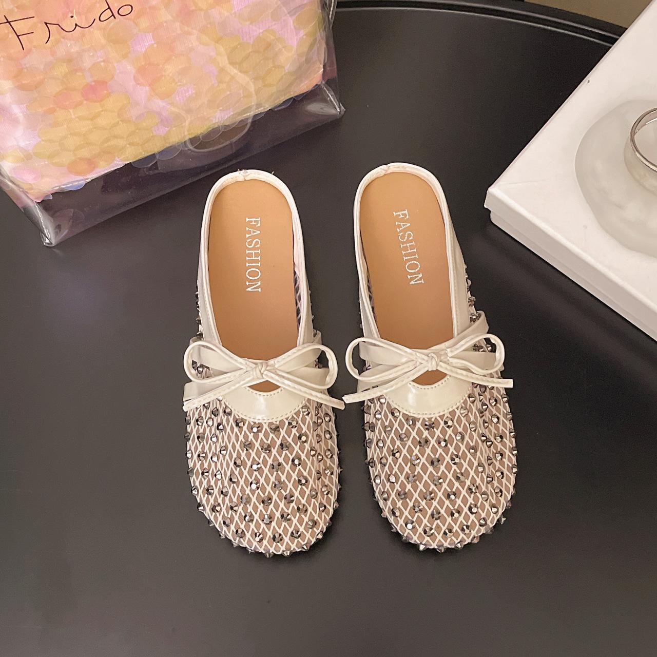 

Премиальный сенс стразы Мэри Джейн сумка голова полушлепанцы женские 2025 новый летний носить полуподнос одинарная обувь сандалии 40