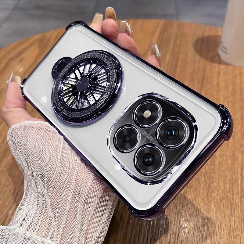 

Для Oneplus 13 Гиро держатель для телефона Чехол Для Oneplus 13 One plus 13 13R Oneplus13 fundas Прозрачный Противоударный Гальванизированный Чехол для телефона Couqe For Oneplus 13&Silicone фиолетовый