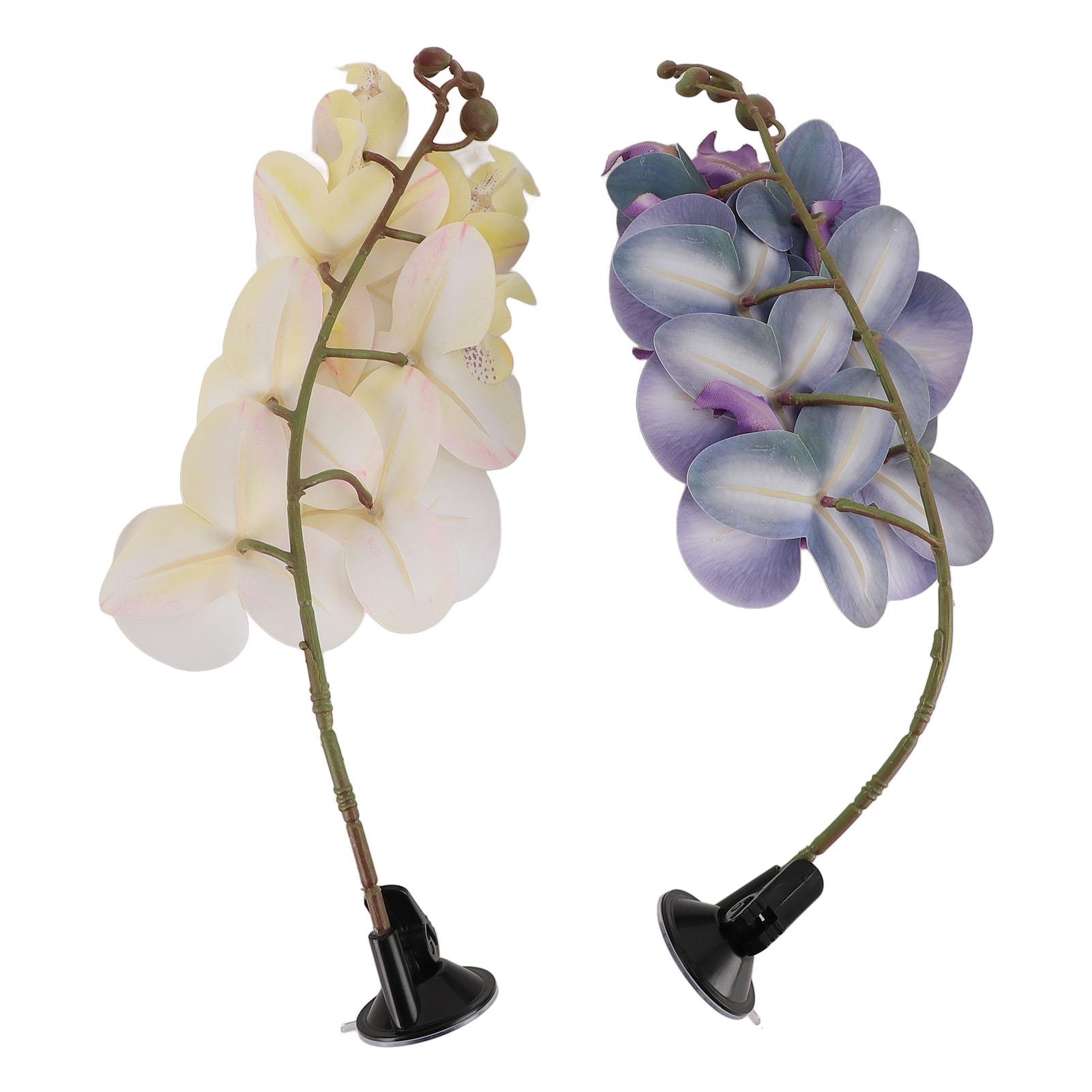 

2pcs Reptile Plant with Suction Cup Bendable Terrarium Decoration Plant Flower for Aquarium Lizards Spiders Snakes