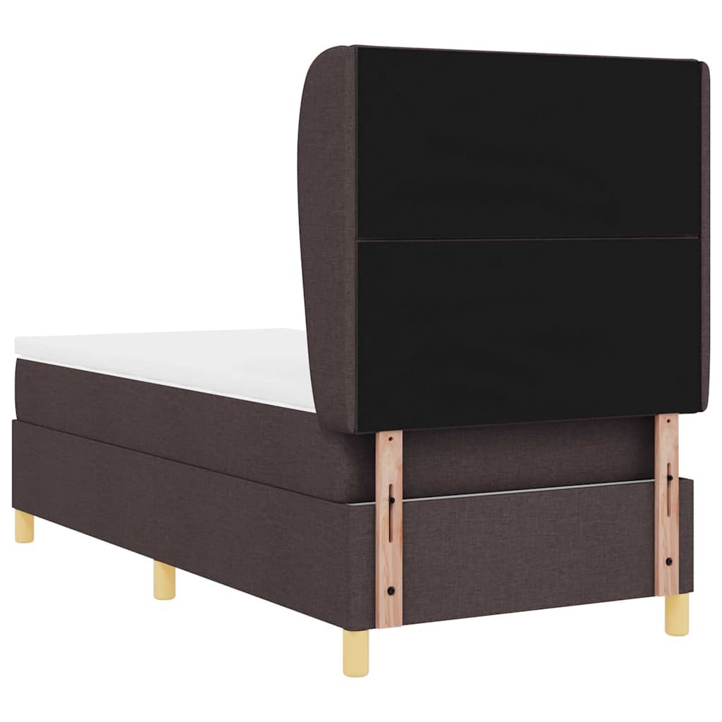 Boxspring Bed with Headboard Dark Brown 190 x 90 cm Fabric