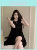 Pure Elegant Sleeveless Neck Dress With Feather Details For Summer Casual Fashion