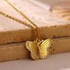 Elegant Three Y-shaped Butterfly Necklaces for Women 18K Gold-plated Stainless Steel Necklace Wedding Jewelry Party Accessories
