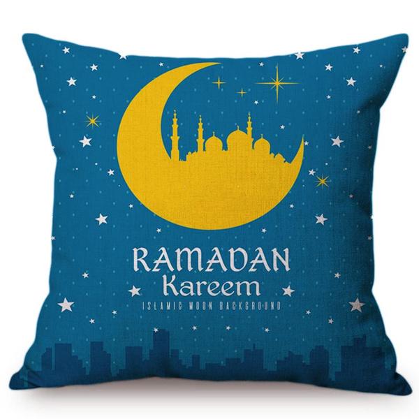 Modern Eid Mubarak Style Cushion Cover Ramadan Kareem Crescent New Moon Stars Lantern Mosque Car Decoration Pillow Case