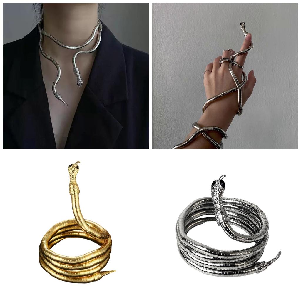 Elegant Snake Wrap Necklace Portable for Fashionable Women Seek Unique Jewelry Pieces for Parties and Celebrations