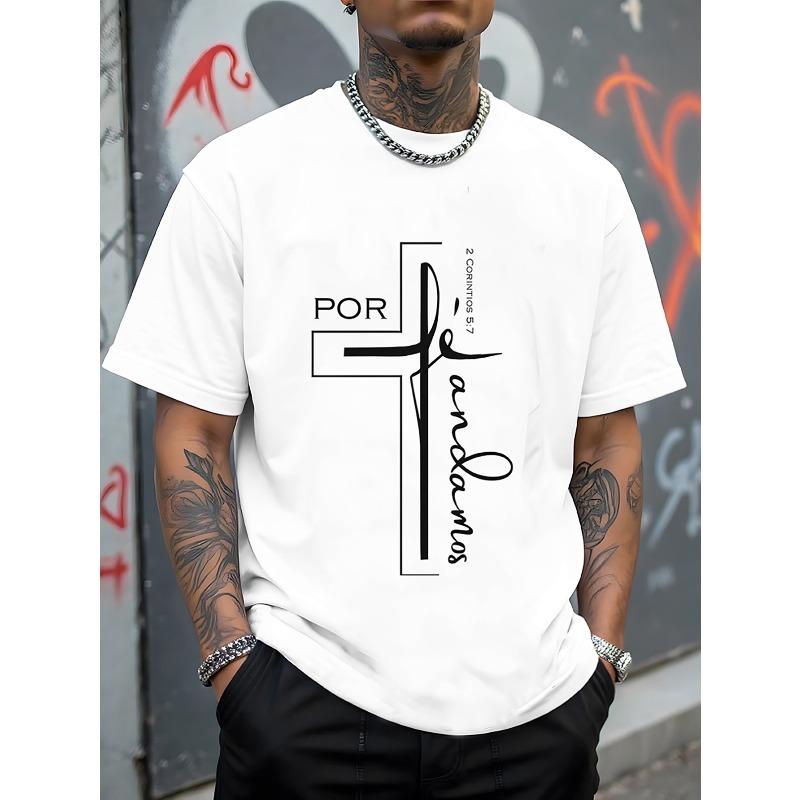 

Мужская футболка - Повседневный комфорт, Дышащая футболка с коротким рукавом, Подходит для лета, улицы, спорта и повседневной носки, С буквой, С рисунком, Оригинальный дизайн S белый
