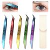 Anti-static Curved Stickers Tweezers High Precision Eyelash Curler  Extensions Grafting