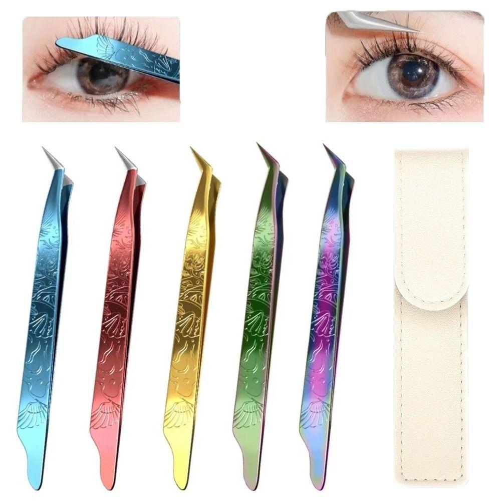 Anti-static Curved Stickers Tweezers High Precision Eyelash Curler Extensions Grafting