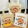 Cute Non-woven Capybara Tote Bag Portable Reuse Cartoon Capybara Birthday Gift Bag Shopping HandBag Capybara Print Canvas Bag