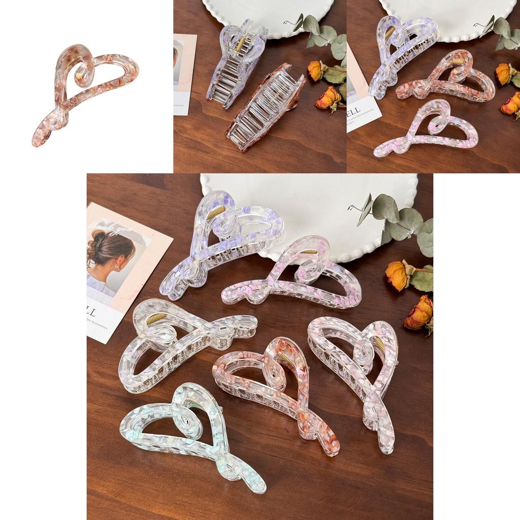Trendigt hjärtformat hårklämma i blommigt akryl för stilfulla uppsättningar