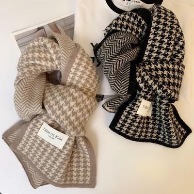 Sciarpa per donna in inverno, studentessa bifacciale, carina, calda, sciarpa lavorata a maglia spessa