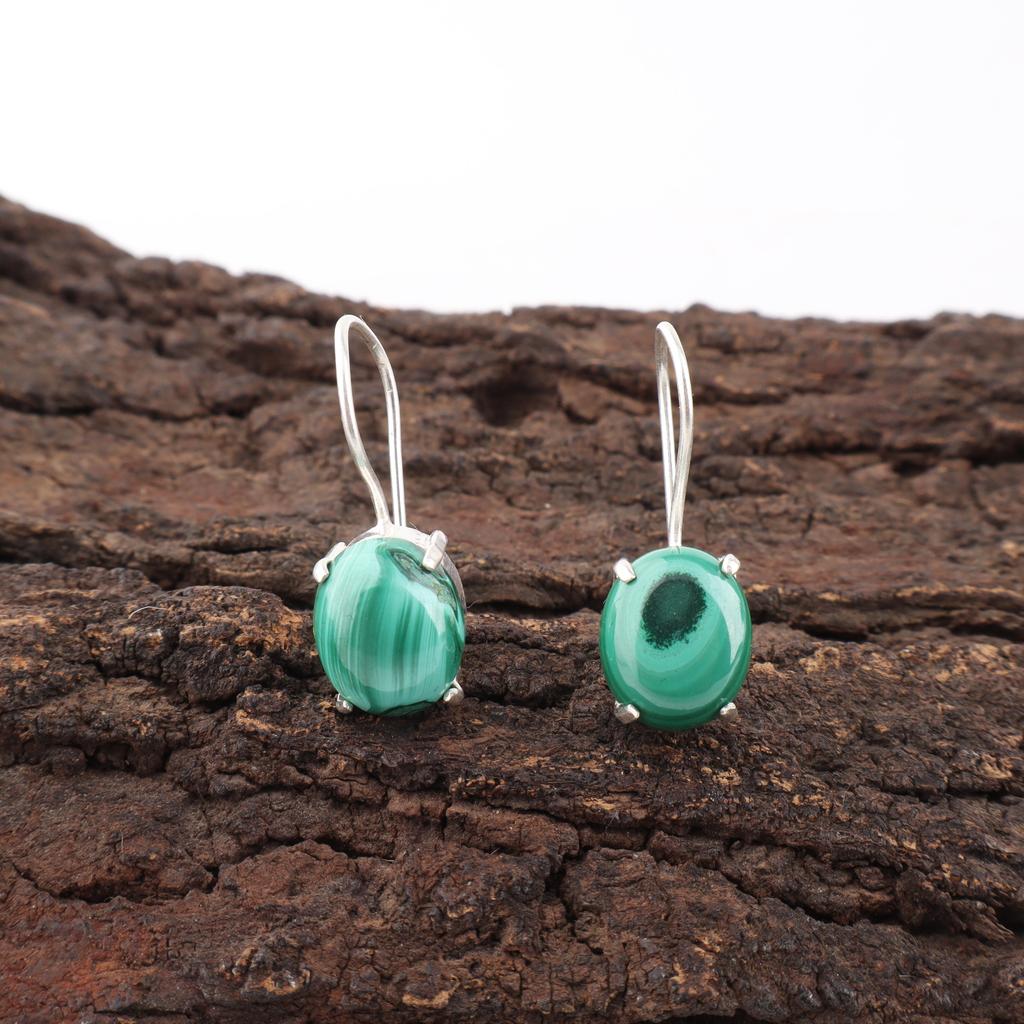 Malachite Gemstone Earrings Jewelry, 925 Solid Sterling Silver Earrings Jewelry, Handmade Artisan Jewelry For Wedding Gift