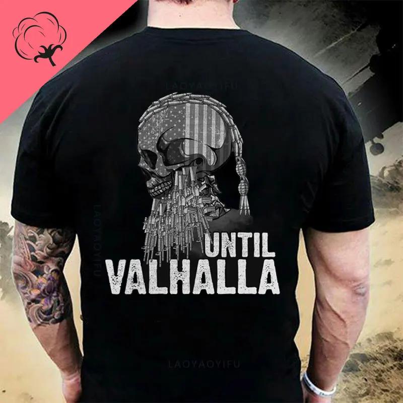 Do Valhally Bavlněné tričko Americký vousatý válečník Taktická lebka Unisex tričko Krátký rukáv Kulatý výstřih Tričko Ležérní pánský top