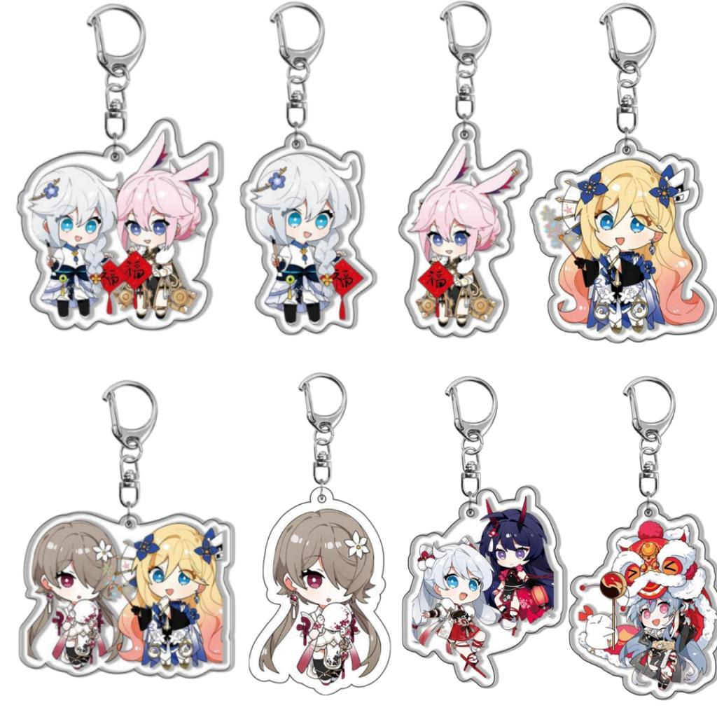 6CM Honkai Impact 3 Game Keychains Kiana Kaslana Double-sided Cartoon Figure Key Ring for Women Men Car Handbag Pendant Gifts