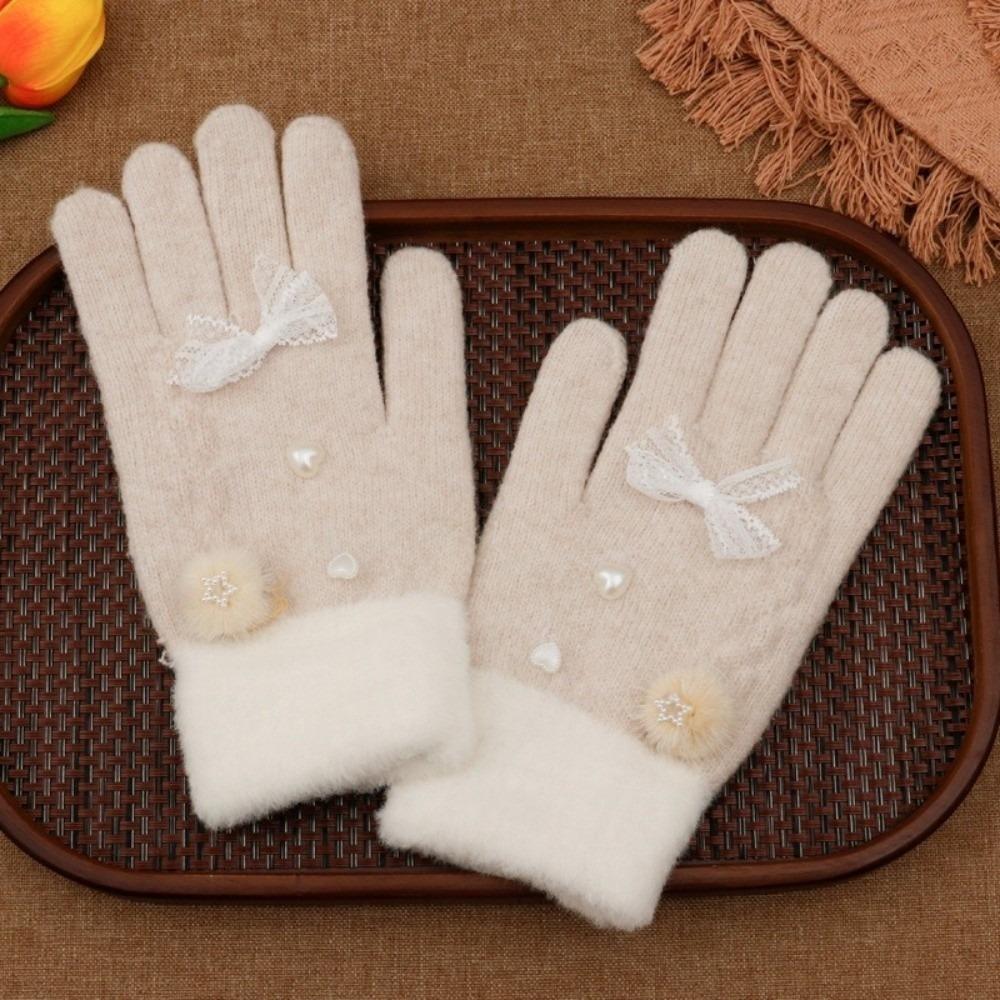 

Warm Winter Gloves Thickened Five Finger Gloves Fashion Women Gloves Winter бежевий