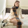 Wool Blended Classic British Plaid Scarf Women's Winter Soft Scarf New Style