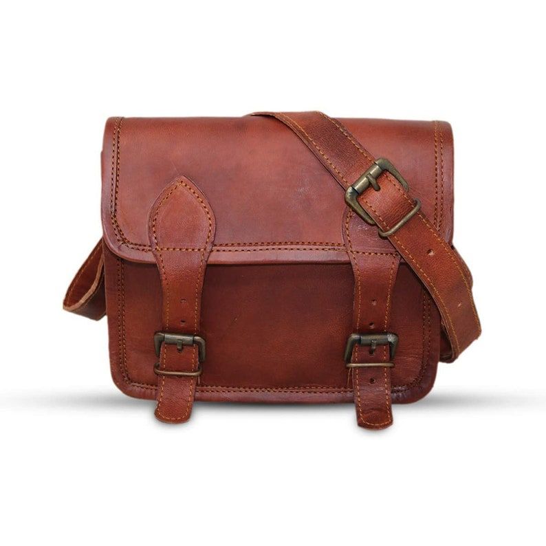 Handmade Small Leather Satchel Bag iPad Bag Office Bag Gift for Men and Women Distressed Shoulder Bag