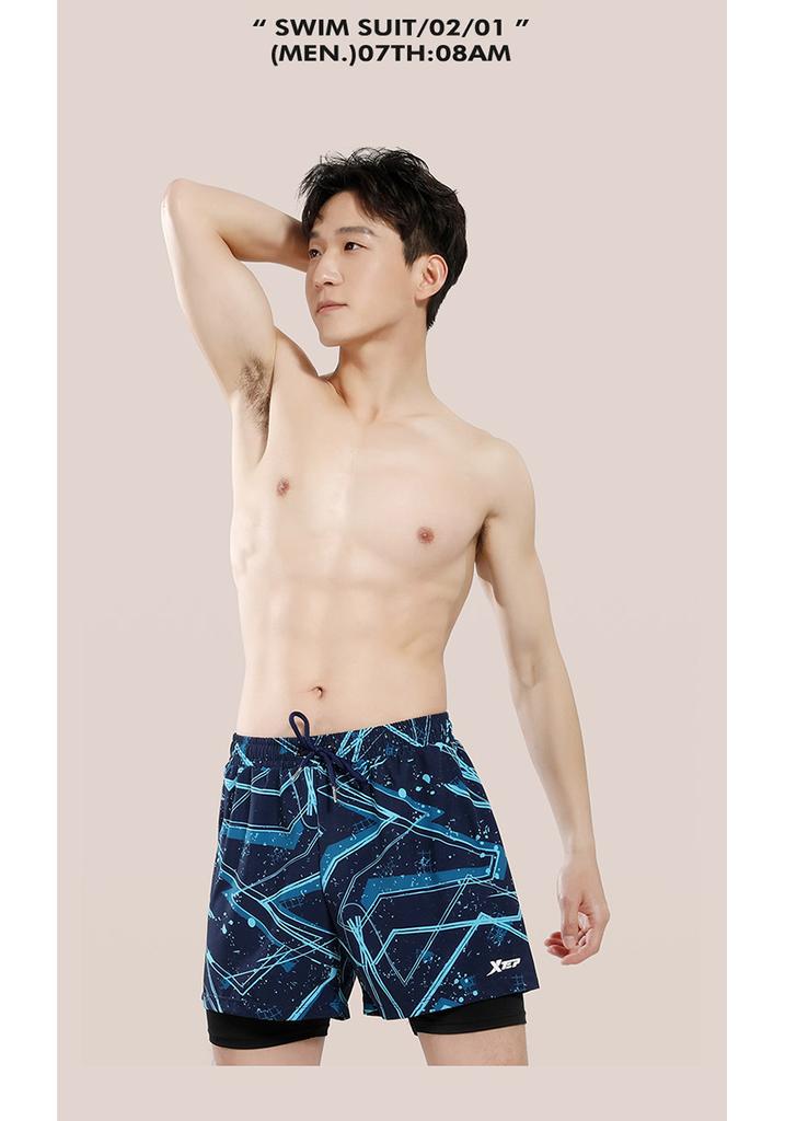 Xtep Swimming Pants for Men, Comfortable and Fake Two Piece Swimming Pants, Anti Awkward Beach Pants, Beach Vacation Hot Spring Pants