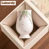 2pc/set Hand Drawn Wisteria Flower Teacup Bouquet Waist Cup Ladies' High-value Host Cup Smlling Fragrant High Footed Mug 75ml