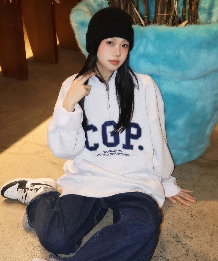 CGP Cgp Arch Logo Half Zip_Melange Grey