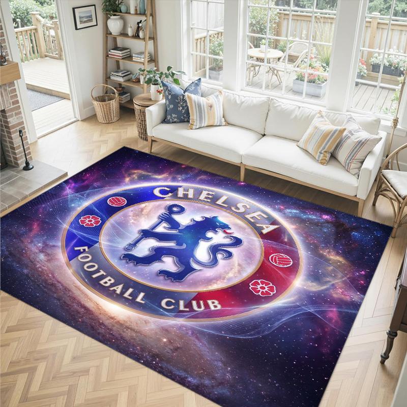 Tappeto in Velluto di Cristallo Design Chelsea FC Accogliente Non?Tappeto Stampato Antiscivolo per Camera da Letto Soggiorno Ingresso