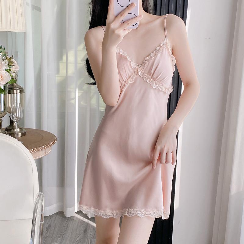 Eis und Schnee Seide Damen Sommer Nachthemd Träger Frühling und Herbst Nachthemd Simulation Seide Pyjama Zweiteiliges Set Live-Übertragung Lieferung