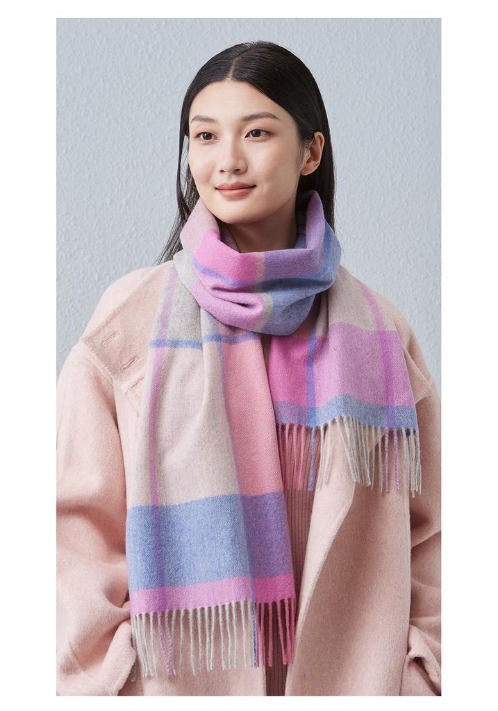 Red Bean Pure Cashmere Scarf Women's Autumn and Winter Warm and Cold Proof Scarf, Men's and Women's Universal Checkered Scarf