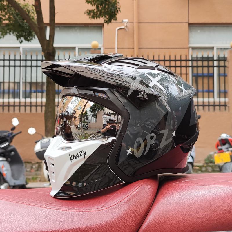 ORZ Retro Helmet Motorcycle Full Helmet Men Women Summer Locomotive Four Seasons Rally Demolition Combination Helmets