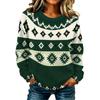 Women's Casual Long Sleeve Geometric Print Round Neck Knit Sweater