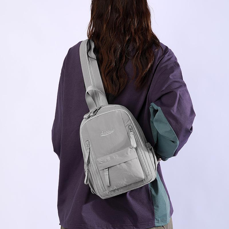Multi-functional Chest Bag Solid Color Women's Backpack Multi-layer Men's Crossbody Bag