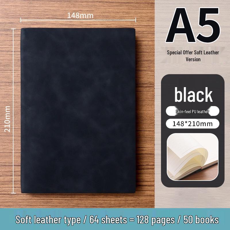 A5 Soft Leather Suede Notebook with Custom Logo - Simple B5 Business Meeting Journal, Large Thick Diary