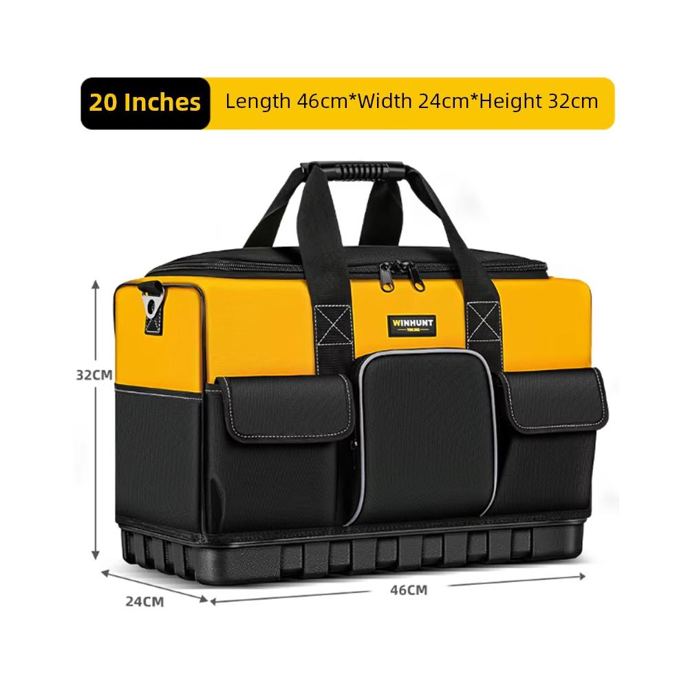 Electrician Tool Bag with Shoulder Strap Hard Bottom Multi-Pocket Large Organizer Multi-Function Tool Storage Tote for Hand Tool