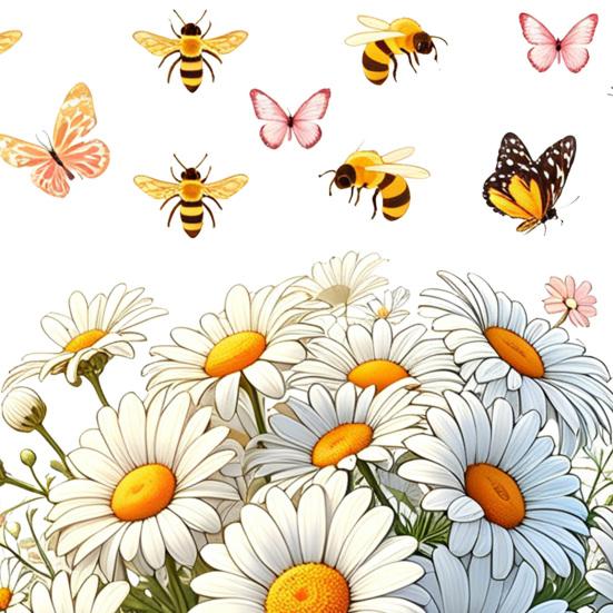 Static Window Clings Flower Butterfly Bee Wall Sticker Self Adhesive Removable Vinyl Decal