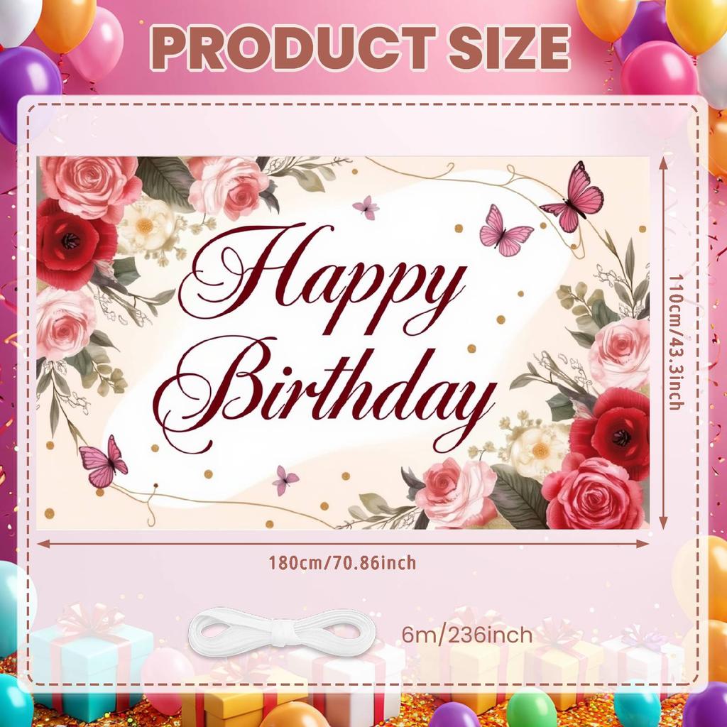 Birthday Celebration Banner Red Butterfly Background Banner Butterfly Birthday Event Banner For Family Gathering Birthday